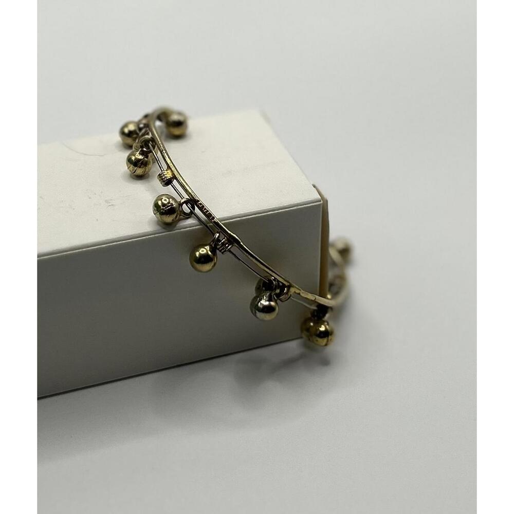 Vintage Gold Tone Bead Cuff Bracelet – Moveable Dangle Beads Bangle, Signed UAD